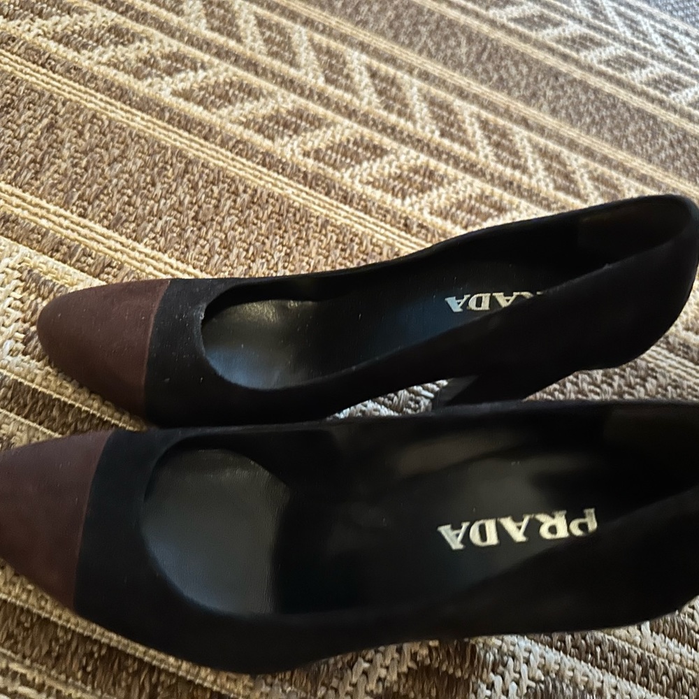 Blue and brown PRADA pumps